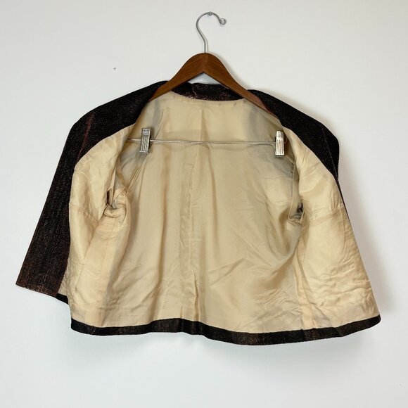 Women’s Bronze Maxi Strapless Dress W/Elbow Length Open-Front Jacket & Scarf - Picture 8 of 15